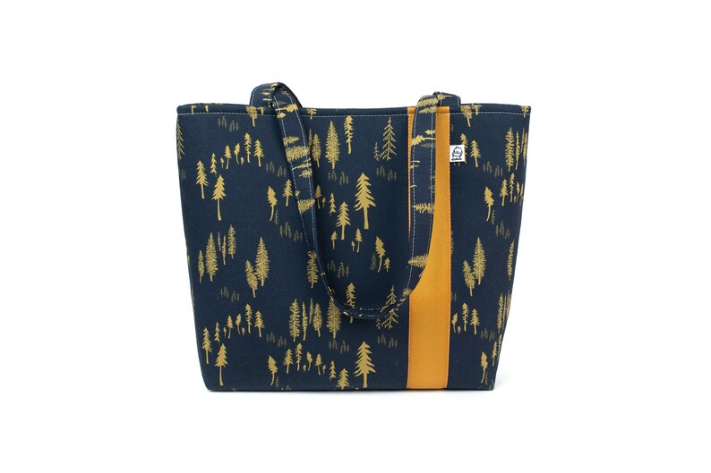 Fabric Hand Bag Vegan Tote Bag Tote bag Navy Forest Fabric Tote Bag Fabric Purse Little Man Handbag Workforce Tote