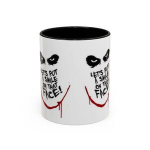 Joker-Inspired Coffee Mug, Unique Gift for Geeks, Halloween, Humor, Office Decor, Black Handle