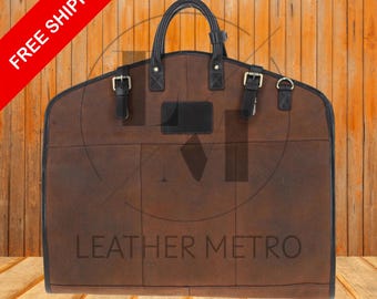 Handmade Leather Suit Carrier: Foldable Travel Garment Bag