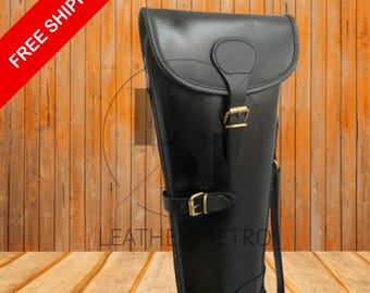 Handmade Black Leather Shotgun Slip Case, Hunting Rifle Sleeve, Personalized Gift