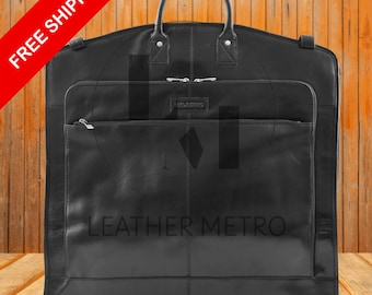 Handmade Leather Suit Carrier: Personalized Travel Garment Bag