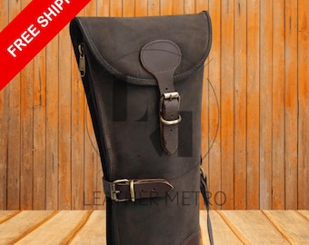Handmade Leather Shotgun Case, Distressed Brown, Fleece Lined, Personalization Available