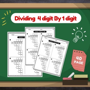 4 Digit by 1 Digit Long Division Worksheets (3 digit answer)