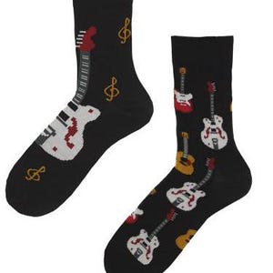 Calcetines unisex con música de guitarra de rock clásico, calcetines, calcetines divertidos, calcetines locos, calcetines coloridos, idea de regalo, regalo perfecto, no coincidentes