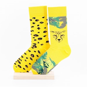 Leopard Panther Unisex Socks, Socks, Funny Socks, Crazy Socks, Colorful Socks, Gift Idea, Perfect Gift, Mismatched