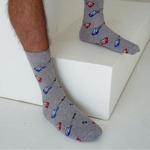 Calcetines unisex con guitarra, música rock eléctrica y guitarra clásica, calcetines, calcetines divertidos, calcetines locos, calcetines coloridos, idea de regalo, regalo perfecto, no coincidentes