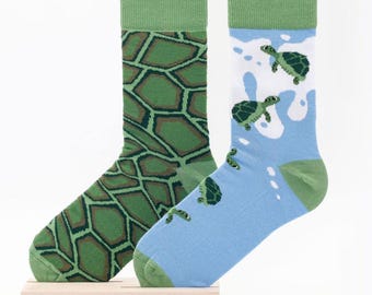 Turtle Tortoise Unisex Socks, Socks, Funny Socks, Crazy Socks, Colorful Socks, Gift Idea, Perfect Gift, Mismatched
