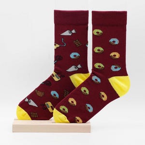 Donuts Cake Factory Sweet Doughnut Unisex Socks, Socks, Funny Socks, Crazy Socks, Colorful Socks, Gift Idea, Perfect Gift, Mismatched