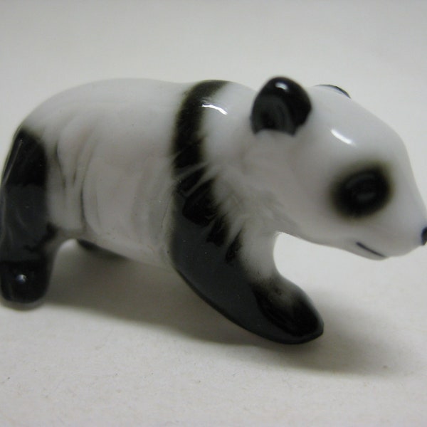 Panda Bear Figurine Black White Miniature Vintage Porcelain