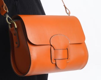 Genuine Leather Women’s Messenger Bag – Small Crossbody Purse, Minimalist Everyday Bag, Free Worldwide Shipping
