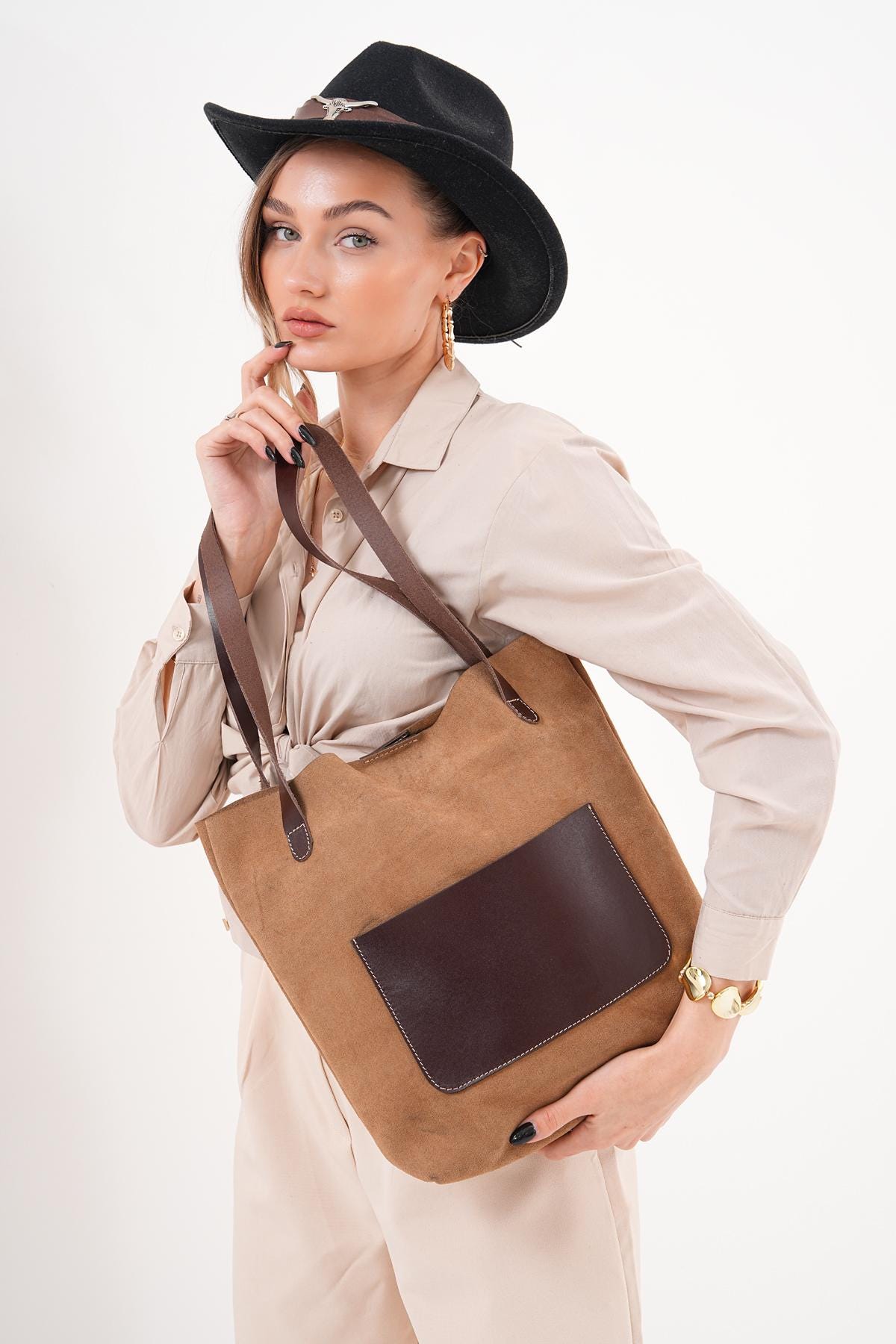 Leather Shoulder Bag Sewing Pattern – Women's DIY Template (svg, Dxf ...