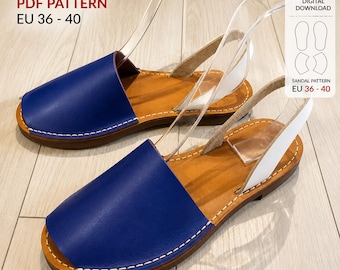 Sandal PDF Pattern, DIY Leathercraft Template, EU Sizes 36-40, Digital Download