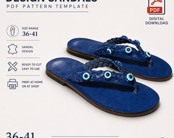 Leather Sandal Pattern PDF, Women’s Footwear Template, EU 36-41, DIY Craft Digital Download