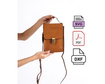 Leather Bag Sewing Pattern | DIY Crossbody Purse (svg, pdf, dxf)