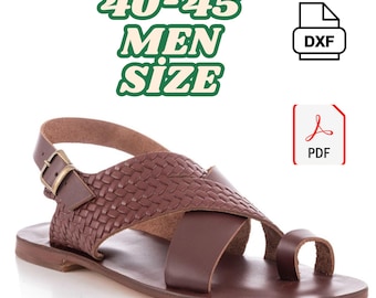 Herren Ledersandalen Schnittmuster PDF DXF | Größe 40-45 Digitales Template | Handgefertigte Bodrum Style Design