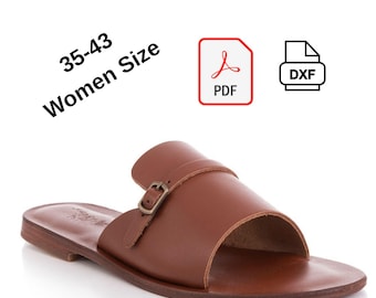 Leather Women's Slippers Pattern: Handmade PDF DXF Digital File (Sizes 35-43)