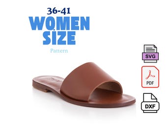 Damen Leder Sandale Vorlage | PDF SVG DXF | Professionelles Slipper-Design