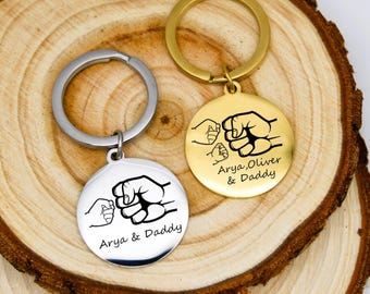 Personalized Fist Bump Keyring - Gift for Dad, Grandad
