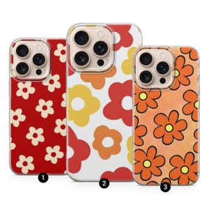 Retro Groovy Phone Case Floral Hippie Cover for iPhone 17 Pro Max, 16e, 15, 14, 12 & Samsung S25 Ultra, S24 FE, A56, Pixel 10 XL, 9a, 8