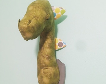 Custom-Made, Wall-Mounted Stuffed Dinosaur Head, Faux Taxidermy
