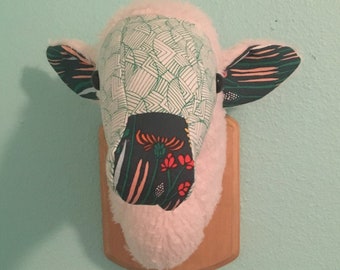 Custom-Made, Wall-Mounted Stuffed Sheep Head, Faux Taxidermy