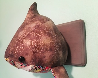 Custom-Made, Wall-Mounted Stuffed Shark Head, Faux Taxidermy