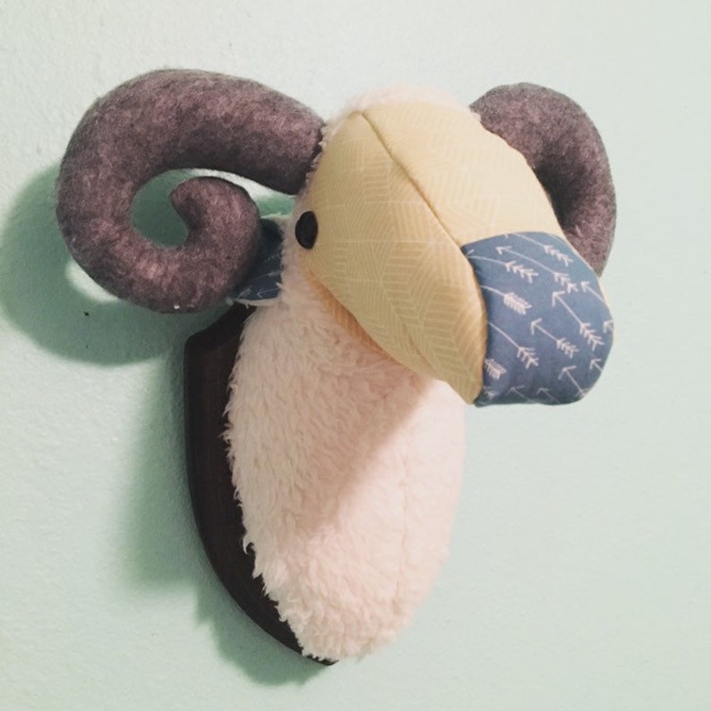 Custom-Made, Wall-Mounted Stuffed Sheep Head, Faux Taxidermy image 4