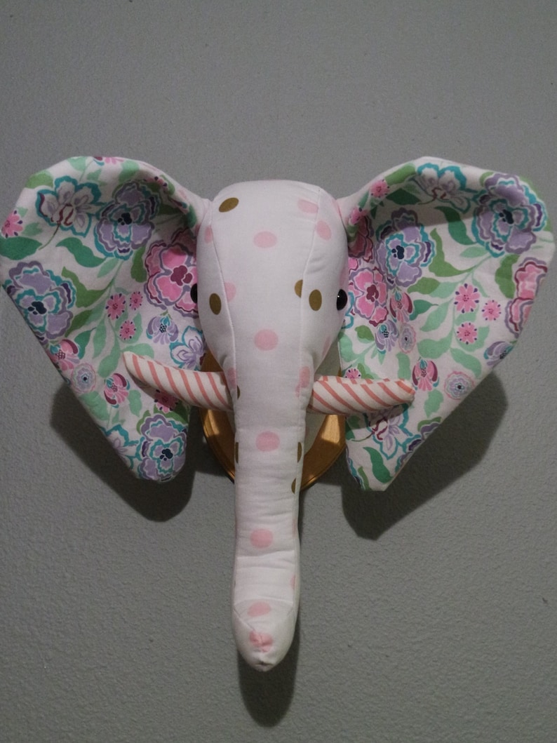 CustomMade WallMounted Stuffed Elephant Head Faux Etsy