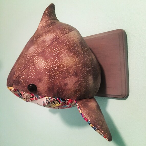 stuffed shark head wall decor