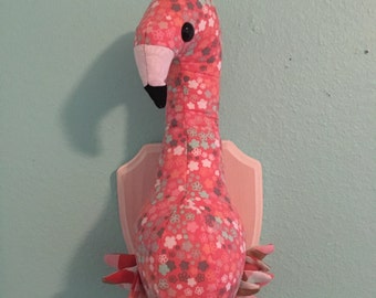 Custom-Made, Wall-Mounted Stuffed Flamingo/Swan/Ostrich, Faux Taxidermy