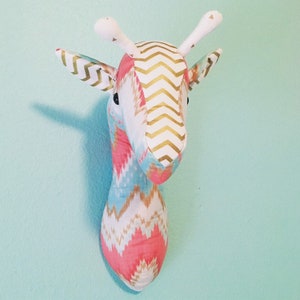 Custom-Made, Wall-Mounted Stuffed Giraffe Head, Faux Taxidermy image 6