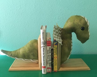 Custom-Made, Stuffed Dragon Bookends, Faux Taxidermy