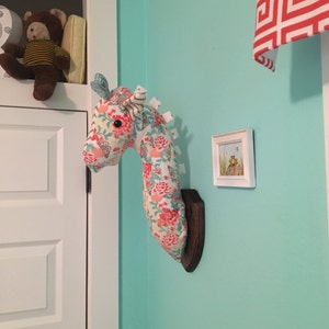 Custom-Made, Wall-Mounted Stuffed Giraffe Head, Faux Taxidermy image 2