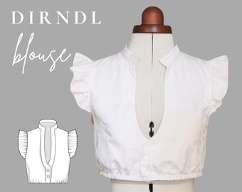 Sewing pattern for a DIY dirndl bust in sizes EU 32 - EU 46, with cap sleeves, modern, 2025 for the Wiesn/Oktoberfest, gathered sleeves