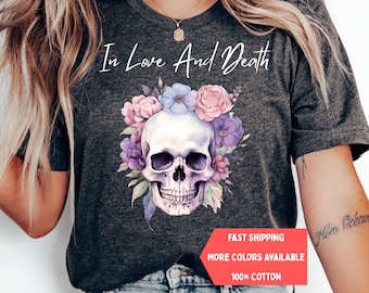 Bloom Skull-shirt, Halloween-shirt, Floral Skull Boho Graphic Tee, Womens Fall Shirt, Flower Skull Skeleton T-shirt, Skeleton Blooms