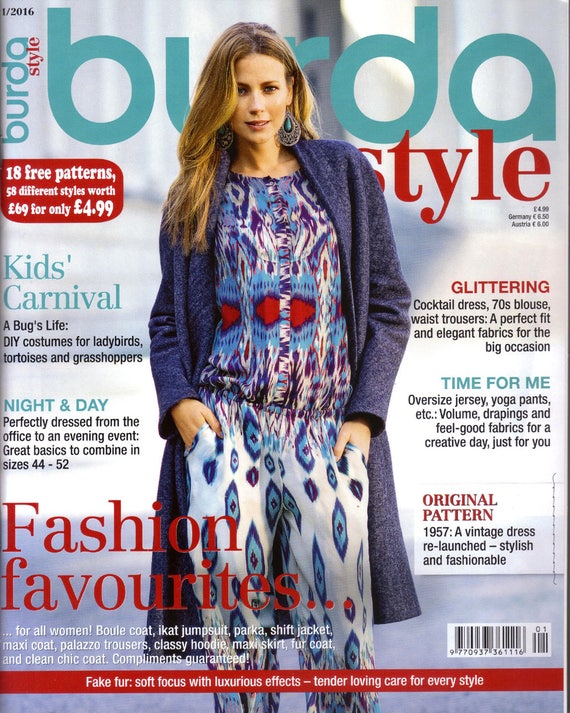 UK Burda Style 1/2016 January sewing pattern magazine