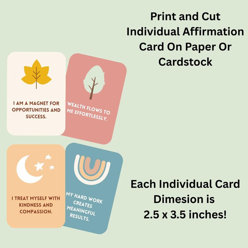 Printable Affirmation Cards Set of 56, Daily Positive Affirmations ...