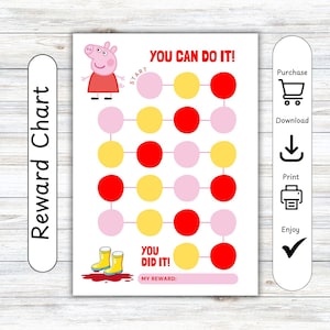 Routine Reward Chart for Kids, Peppa Pig, Sticker, Chore Chart, Digital Download, Print, Children, Behaviour, Habit Tracker, ADHD