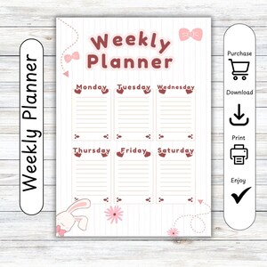 Weekplanner, organisator, grafiek, poster, tijdschema, visual, plan, notitieboekje, afspraken, takenlijst, digitale download, print A4