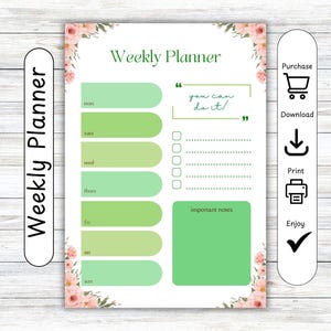 Weekplanner, organisator, grafiek, poster, tijdschema, plan, notitieboekje, afspraken, takenlijst, dagboek, dagboek, print, digitale download