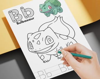 Pokemon Alphabet Coloring & Tracing Book | Toddler Handwriting Practice | Digital Download A4 | Kids Activity Pages | Trace, Write, Color