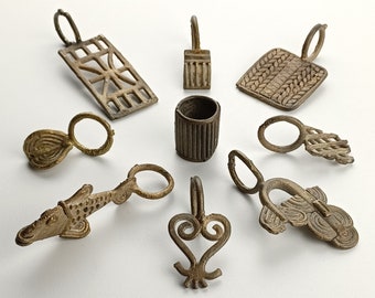 Vintage Bronze Metal Primitive Art Pendants, Jewelry Components, Choice of 9 Different Designs