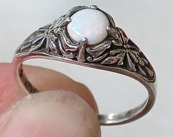 Vintage Sterling Siver Opal Ring, US Women's Size 7