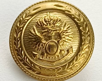 Vintage Military Brass Coat Button, Eagle Crown Arrow Design (3/4 Inch)