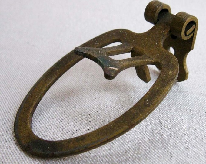 Vintage Large Oval Brass Drawer Pull Pendant or Fob Style Etsy