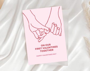 First Valentine's Day Card | New Relationship, Engaged (Digital Download, A6 Size, 2pc)