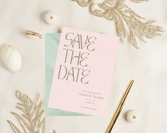 Saira | Save the Date Template | Modern Minimalist Save the Date Card | Digital Download | Editable Invite
