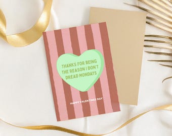 Funny Valentine's Card for Coworker | Minimal Office Appreciation (Digital Download, A6 Size, 5pc)