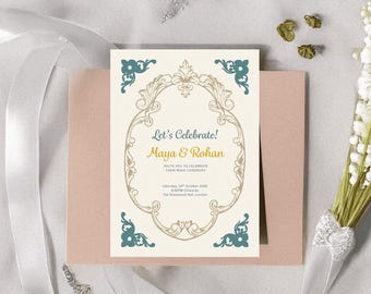 Maya | Elegant Roka & Engagement Invitation | Editable Canva Template | Digital Indian Ceremony Card