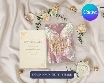 Noor | Save the Date Template | Editable Digital Download | Modern Wedding Invitation with Custom Initial Monogram